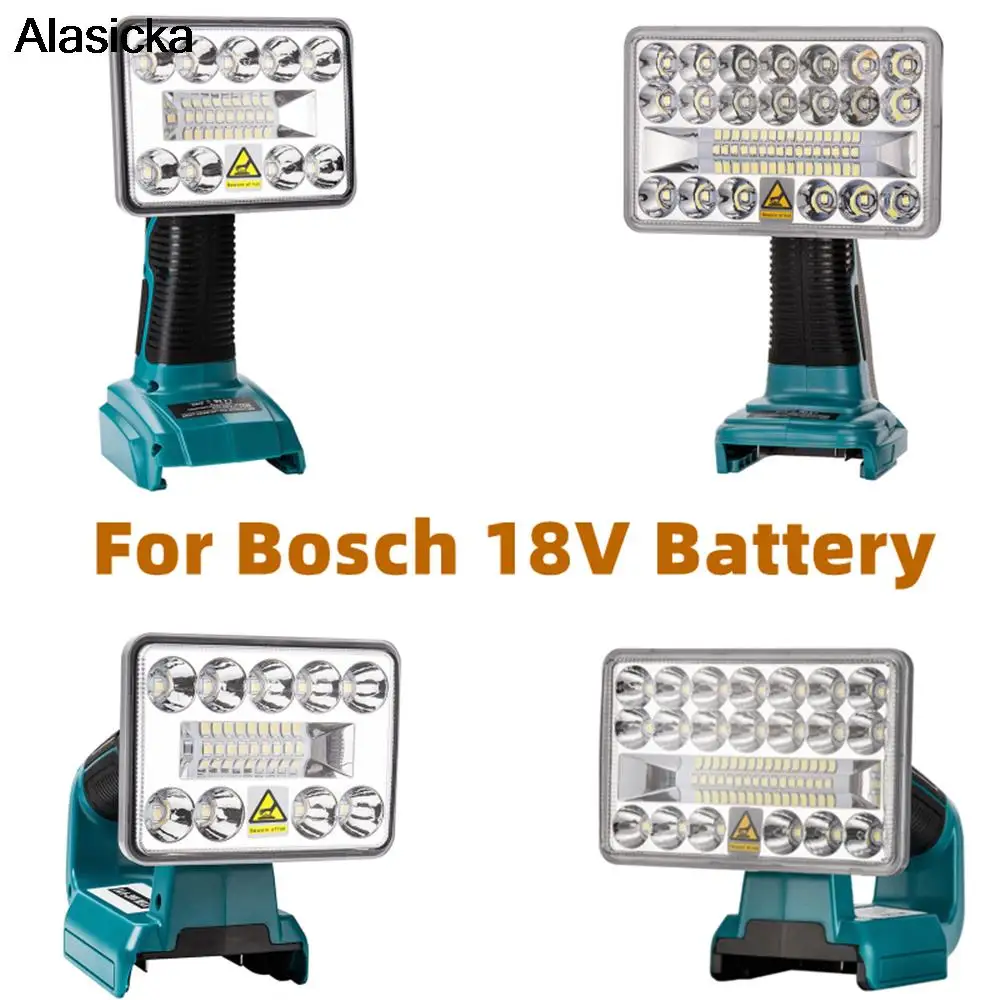 

Portable Indoor Outdoor Work Light LED Lamp For Bosch 18V lithium Li-Ion Battery BAT618 BAT609G With USB Outdoor Lighting