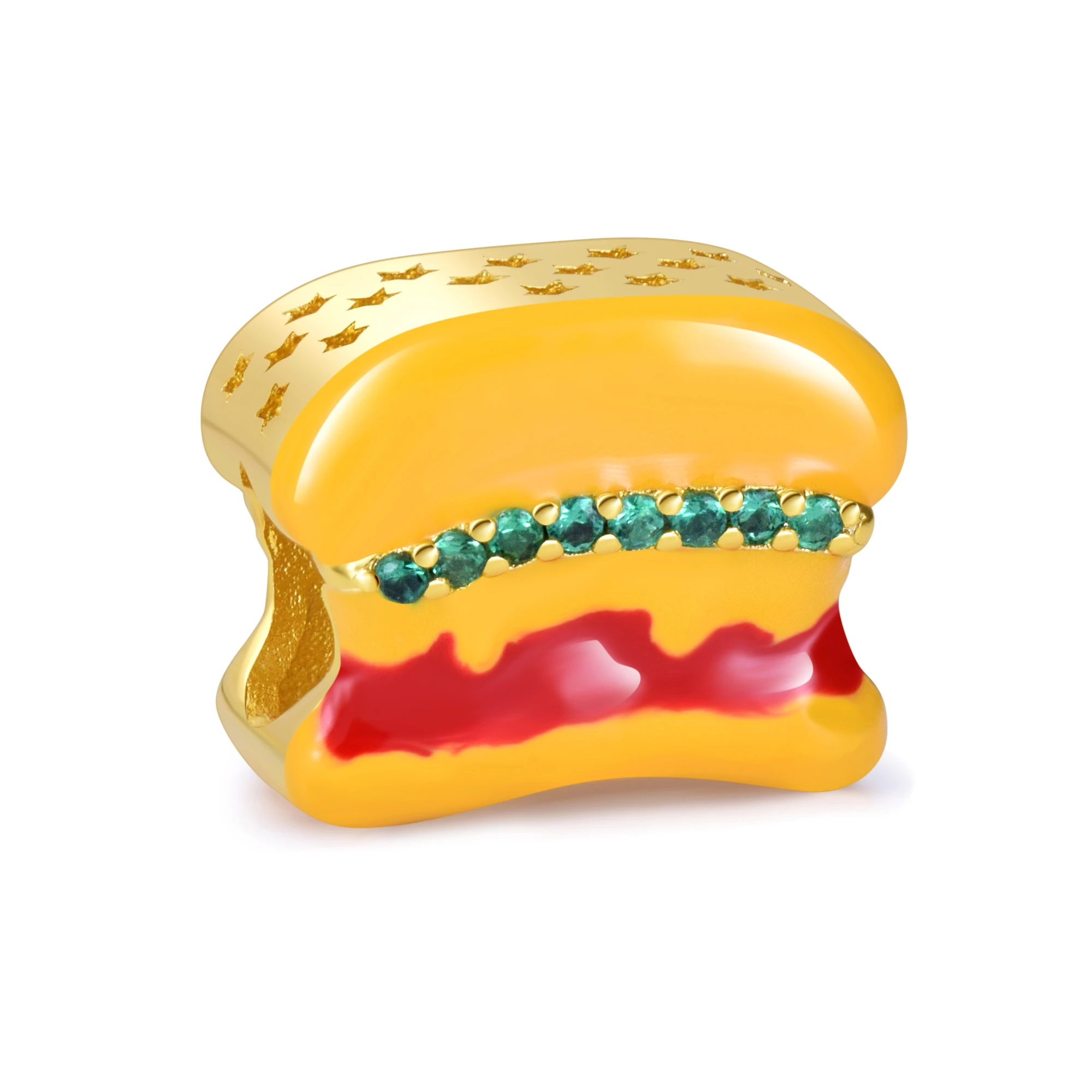 

PANQDIY 925 Sterling Silver Charms Beads Delicate EnamelBread Bead Accessories Suitable for Giving Jewelry To Women To Wear