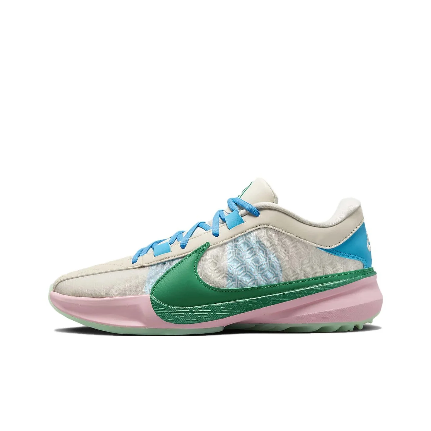 Nike Freak 5 Basketball Shoes Men's Low Top White Blue Green DX4996-100