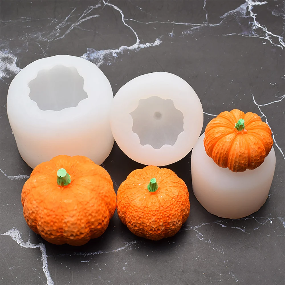 Silicone world 3D Pumpkin Candle Silicone Mold Chocolate Cake Baking Mold Resin Epoxy Aromatherapy Gypsum Handmade DIY Mold