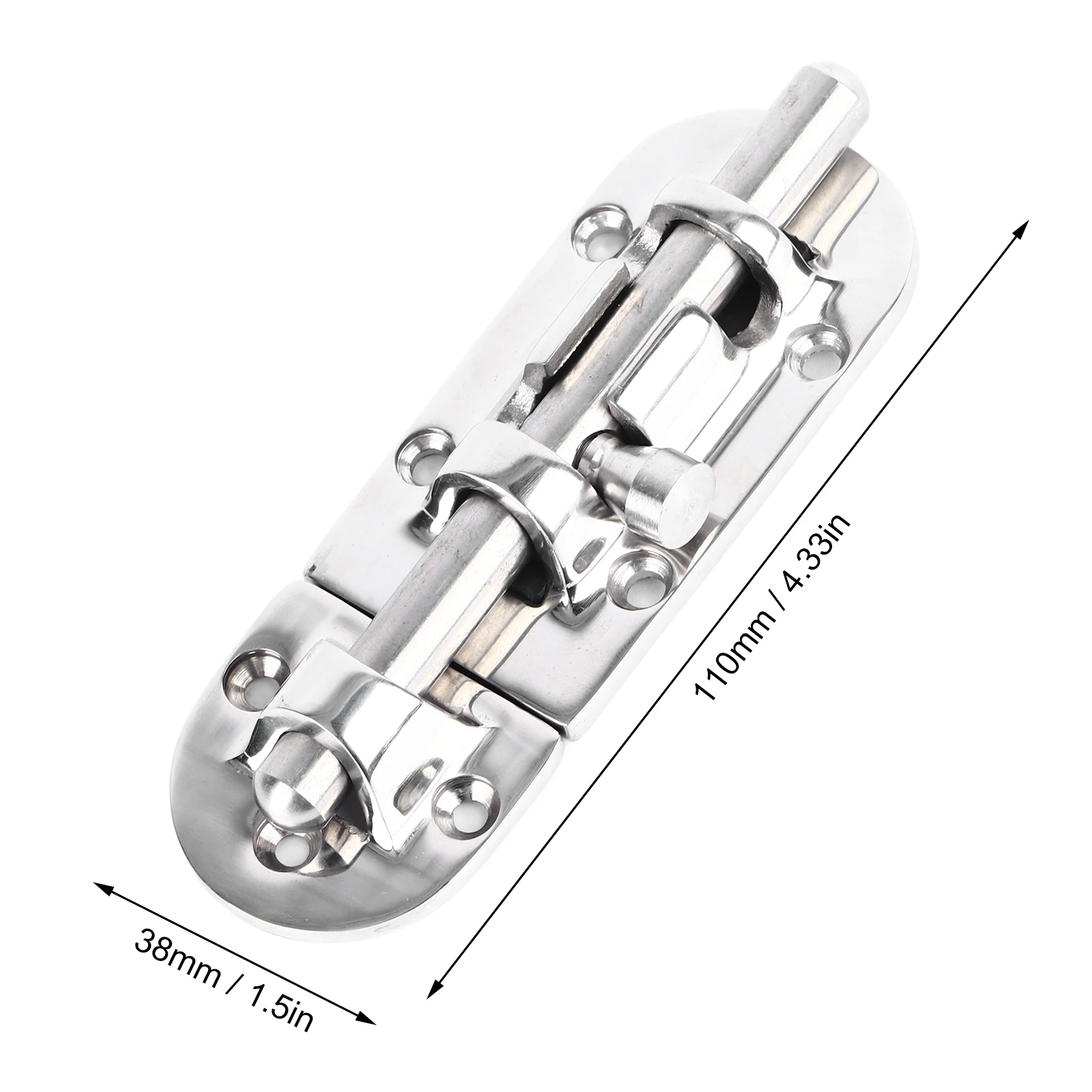 Door Latch Lock 110x38mm 316 Stainless Steel High Accuracy Electrolytic Polishing Process Sliding Bolt Lock