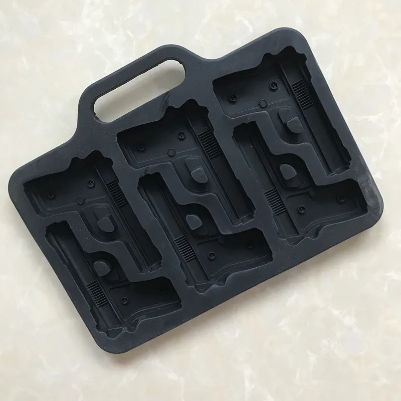 6 Pistol Shape Silicone Chocolate Mold, Ice Grid Mould XG217