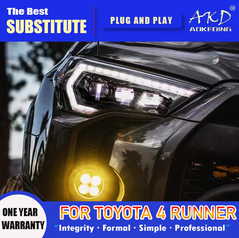 AKD-faros delanteros LED para Toyota 4runner, focos DRL, señal de giro, haz alto, Ojo de Ángel, lente de proyector, 2013-2019