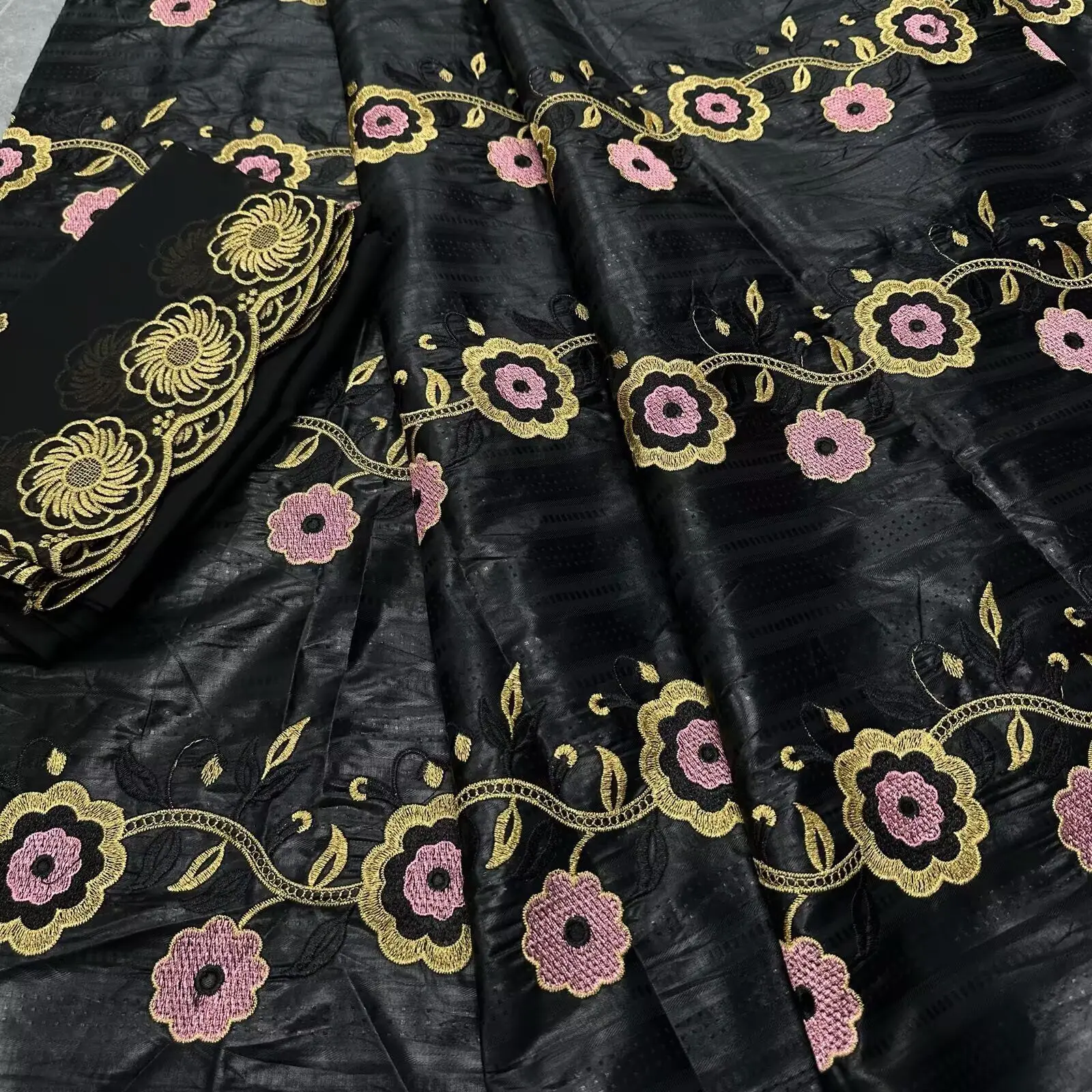 2025 neue Bazin Riche Gewebe Afrikanische DIY Stoff Hohe Qualität Stickerei Spitze Afrikanische Brokat Nigerianischen Headtie 5 + 2 Yard/Lot Nähen