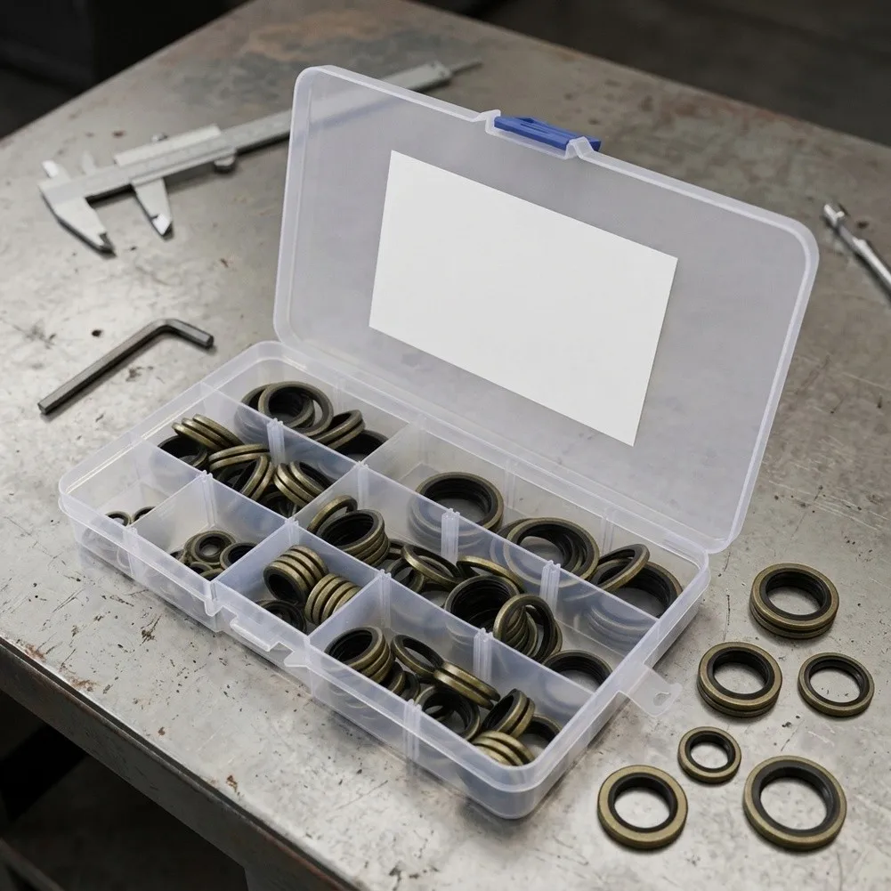 Metal and Rubber Crush Washer Assortment 110 Pieces for M6 M8 12mm 18mm M20 Applications in Mechanical Repairs