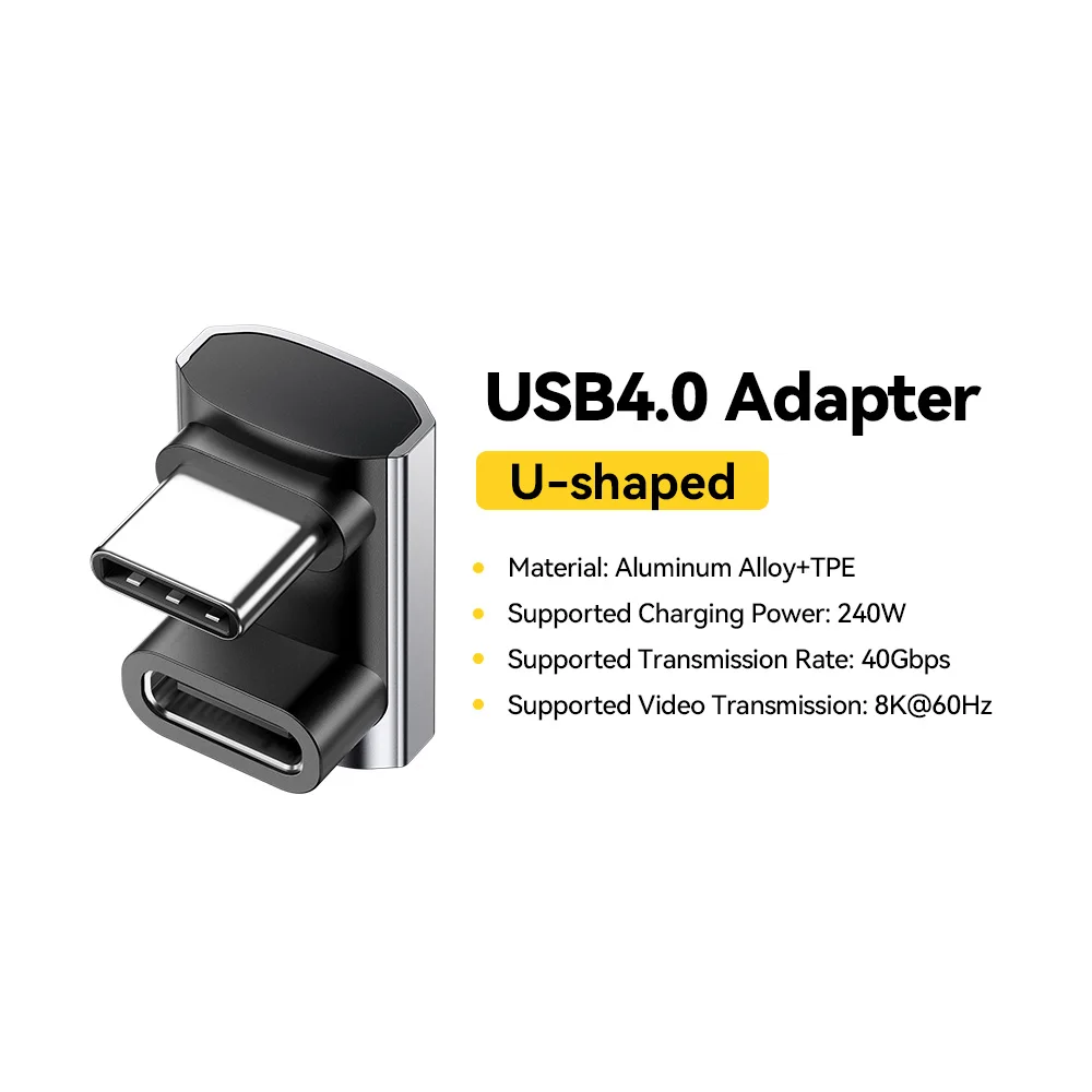Essager USB4.0 40 Gbit/s OTG-Konverter 240 W Stromversorgung rechtwinkliger USB-C-Datenübertragungsadapter für Telefon MacBook Tablet 8K60 Hz