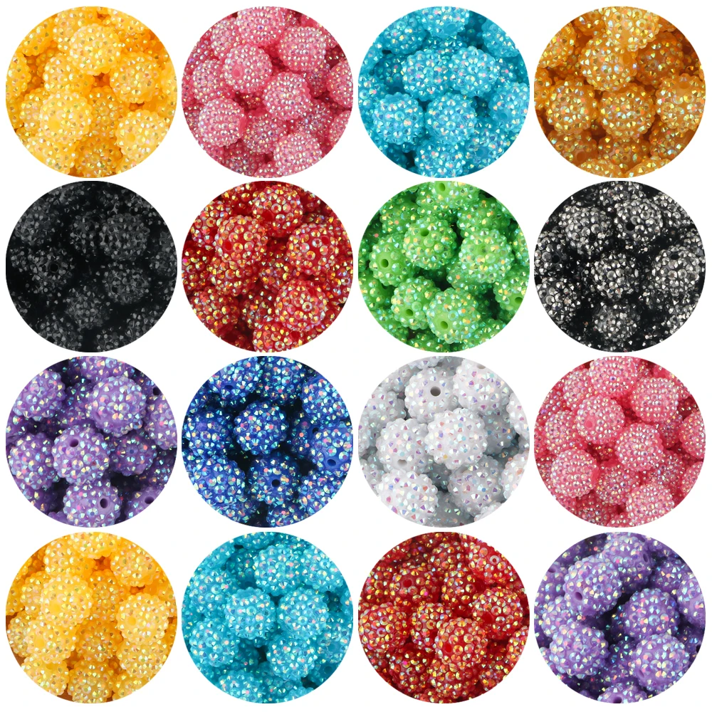 14mm 16mm 20mm Resin Bayberry Ball Rhinestone Beads Fashion Loose Spacer Beads For Jewelry Making Clothing Decoration Accessory