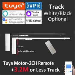 Short Tuya Wifi Electric Smart Curtain Motor 225mm+3.2M Rod or Less,Intelligent Voice Control Alexa Google Assist Alice,RF433