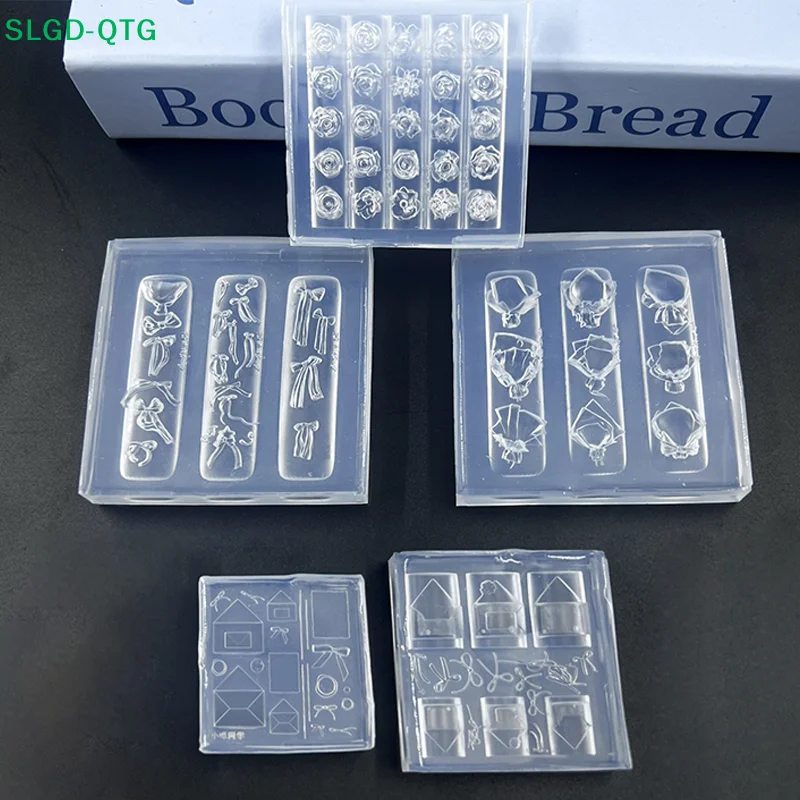NEW 1Pcs Silicone Bow Nail Art Mold Rose Flower Bouquet Style High Transparent 3D Nail Decorations Nail Charm DIY Manicure Mold