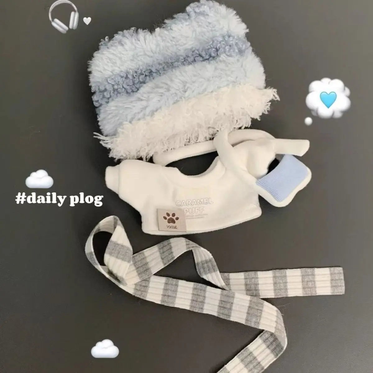 Niedliches Kawaii-Puppenkleidungsset aus Baumwolle, geeignet für 10 cm/20 cm große Baumwoll-Plüschtier-Ersatzkleidungsset