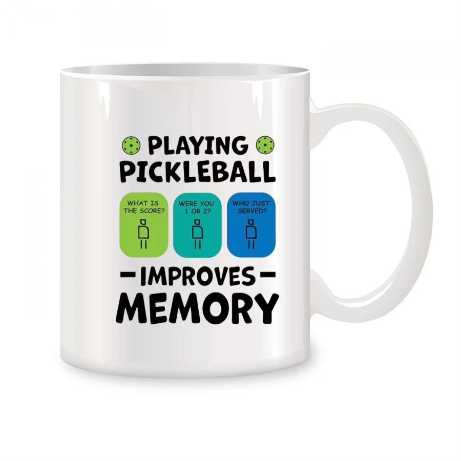 Playing Pickleball Improves Memory Mugs For Pickleball Lovers Dad Mom Birthday Gifts Novelty Coffee Ceramic Tea Cups White 11 oz