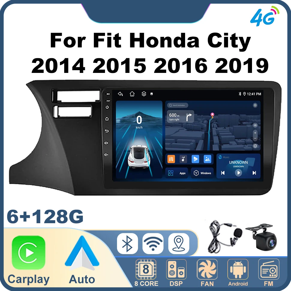 

2 Din Android Car Radio Carplay Multimedia Video Player GPS for Fit Honda City 2014 2015 2016 2019 Autoradio 2Din Head Unit WIFI