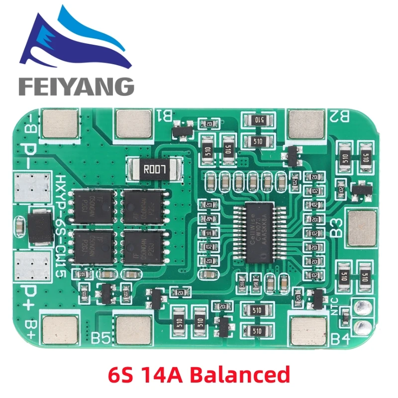 6S 22.2V 25.2V 14A 20A 18650 Li-ion Lithium Battery Charger Board Protection Board With Balanced PCB BMS 6 Pack Cell Module