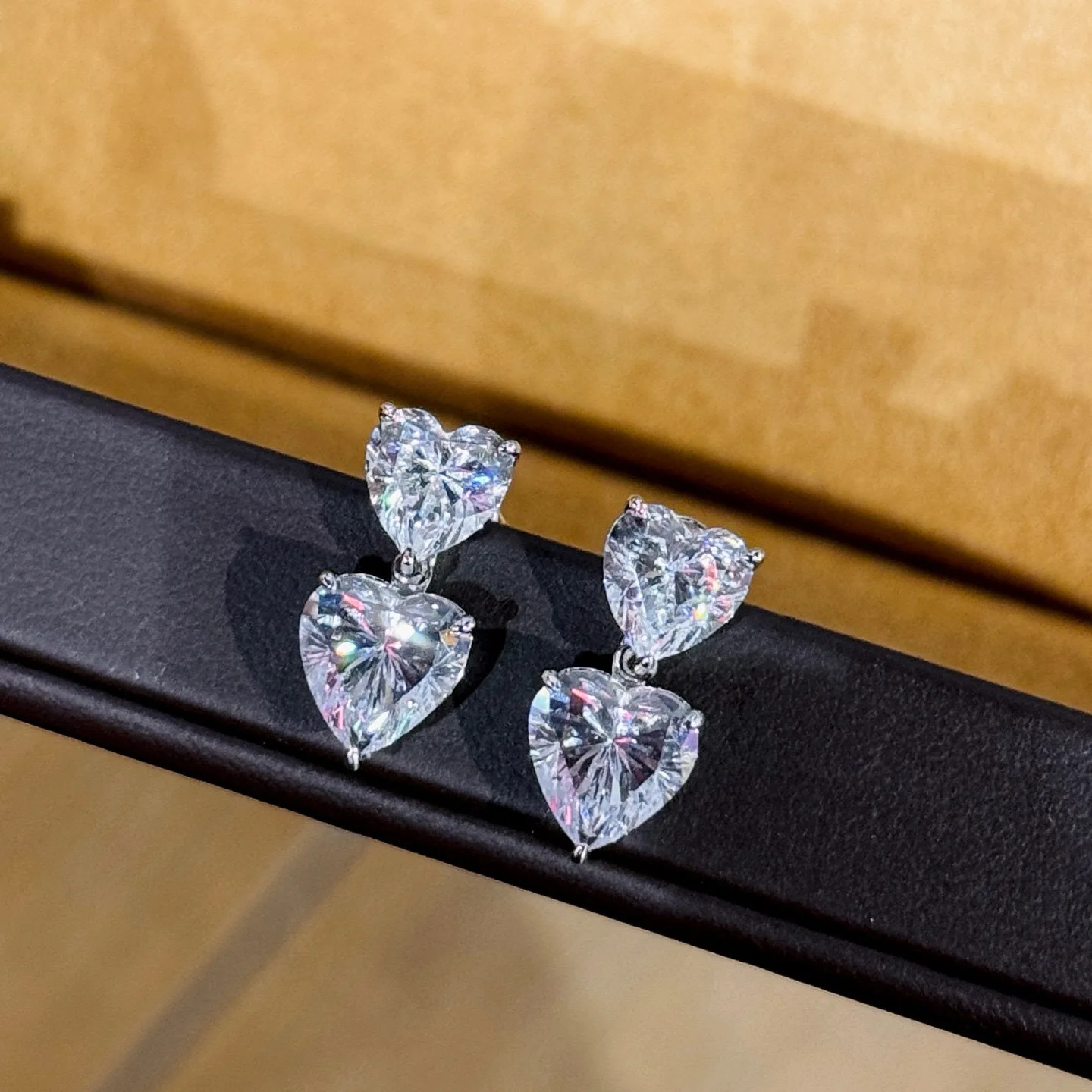 

100% стерлингового серебра 925 пробы, циркон AAA, большие маленькие серьги-капельки с сердечками для женщин, ювелирные украшения