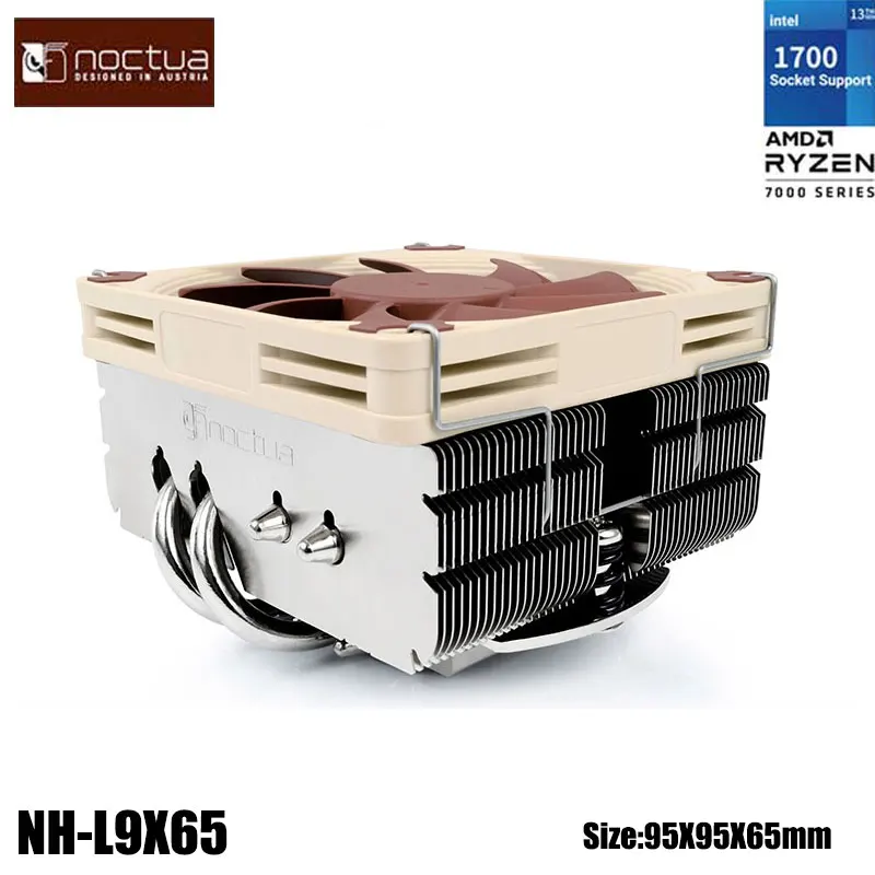 NOCTUA NH-L9x65 CPU 쿨러 다운 압력, 9cm 얇은 팬, 히트 파이프 4 개, 다운 블로잉 HTPC, 다운 압력 온도 제어 팬