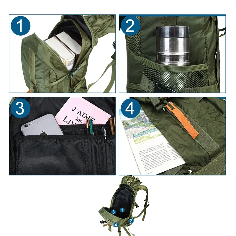 Imagem -06 - Mochila de Viagem Leve Impermeável para Homens Mochila Trekking Camping Mochila Caminhadas Esporte ao ar Livre