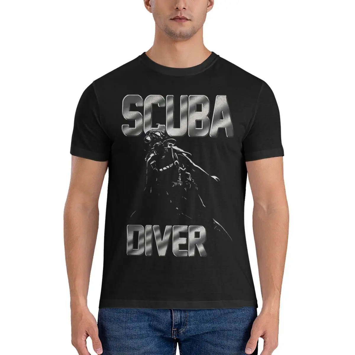 Scuba T Shirt Men Cotton Tops Shirts Funny Diving Diver O-neck Short Sleeve