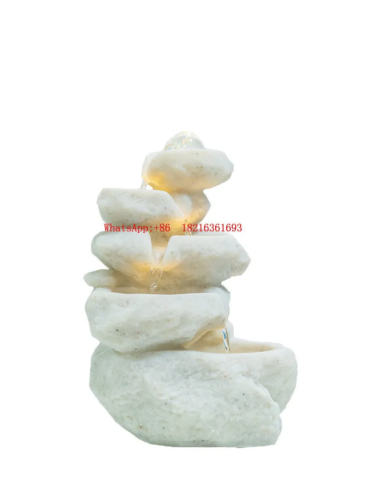 Rockery Circular Crystal Ball Flowing Landscape Decoration Modern Minimalist Desktop Decoration Fountain