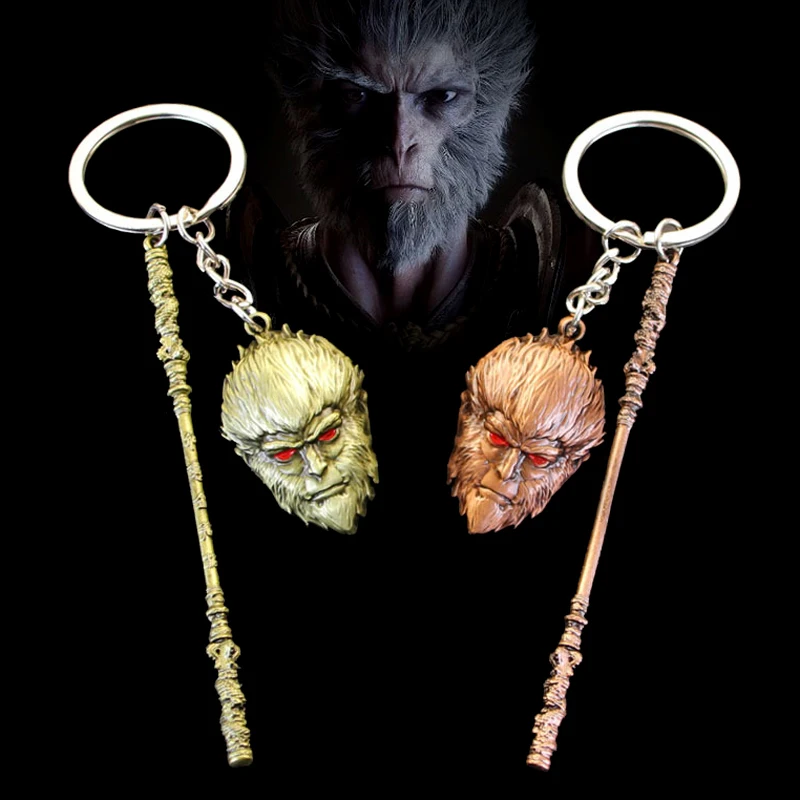 Black Myth Wukong Golden Hoop Rod Monkey Head Pendant Keychain Backpacks Decoration Gifts