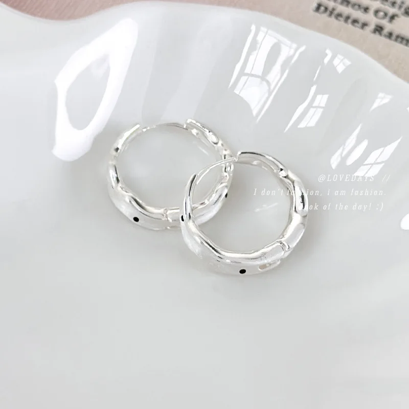Ear Cuff Matte Silver Tone Metal Alloy Polka Dot Irregular Texture Hoop Women Chic Lightweight Medium Daily Office Travel