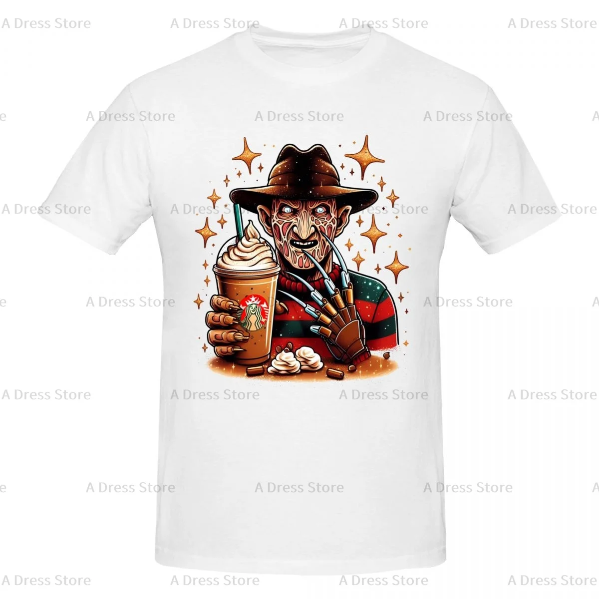 Freddy Krueger Never Sleep Again Men's round neck T-shirt,Halloween horrify Oversized print Tee Shirt,Casual Large Size Tshirt