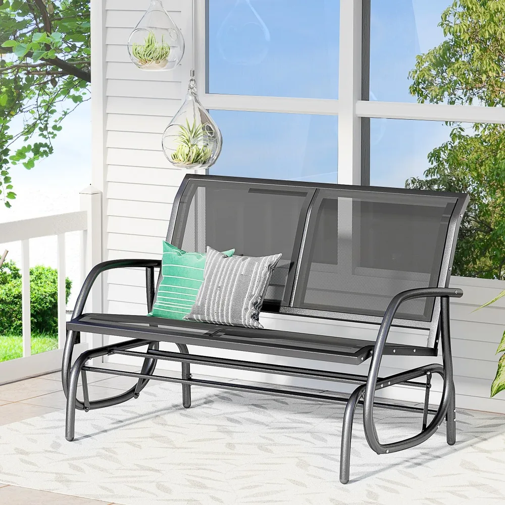 

2-Person Patio Glider Bench Rocking Chair w/ Armrest