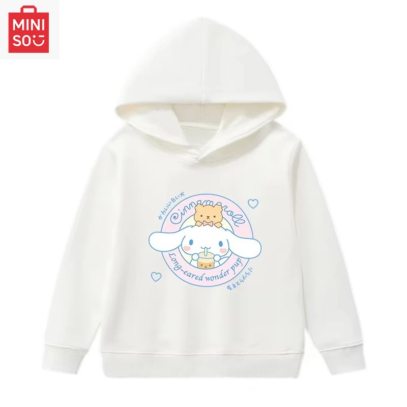 

Sanrio cartoon cute cinnamon roll print hooded sweatshirt casual and fashionable autumn and winter pullover for men and women