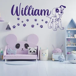 Personalized Name Wall Sticker Custom Name Vinyl Decal 101 Dalmatians Puppy Dog Wall Decals for Kids Bedroom Decor Mural A543