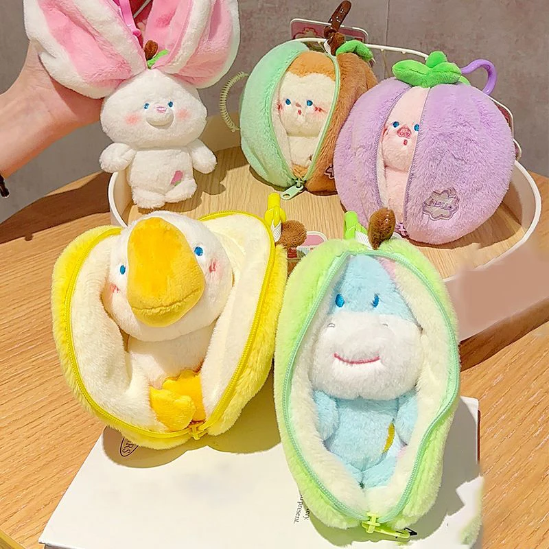 

Cute Fruit Shape Stuffed Animal Keychain Cartoon Vegetable Design Plush Animal Doll Keychain For Bag Pendant Creative Doll Gifts