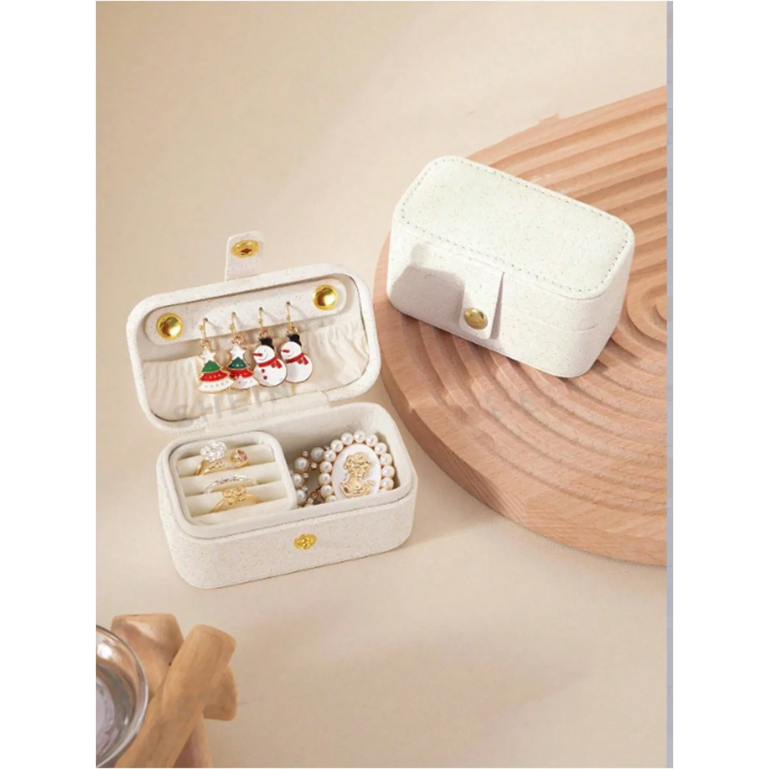 

1pc PU Leather Travel Jewelry Box, Women's Portable Jewelry Storage Case, Mini Jewelry Organizer Box, Gift For Girlfriend