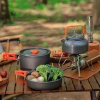 Camping Cooking set Camping Cookware Travel Tableware Outdoor Picnic Set Teapot For 2-3 Peaple Non-stick pots assorted sets