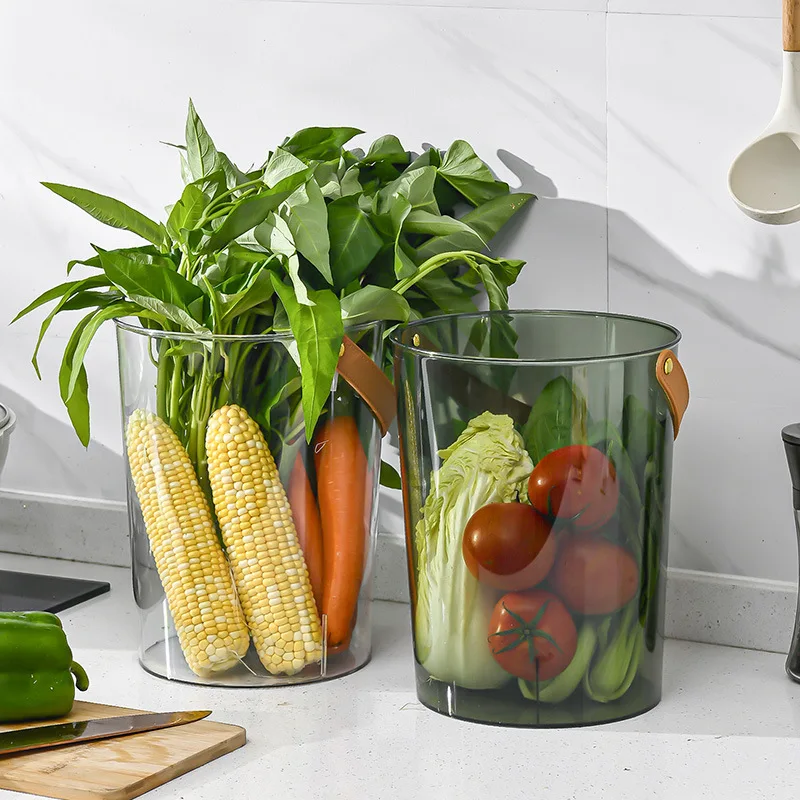 Transparent Large Capacity Kitchen Storage Bucket for Onion Ginger Garlic Scallion Yam Vegetable Organizer Basket