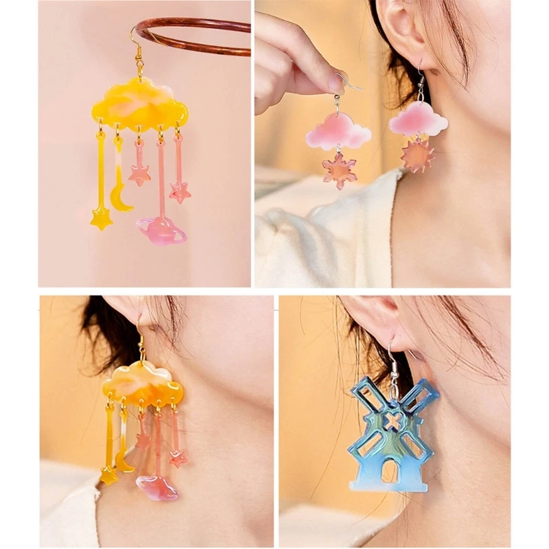 Cloud Resin Mold Keychain Silicone Mould Flower Pots Shaped Earring Mold DIY Crafts Pendant Jewelry Casting Molds Dropsale