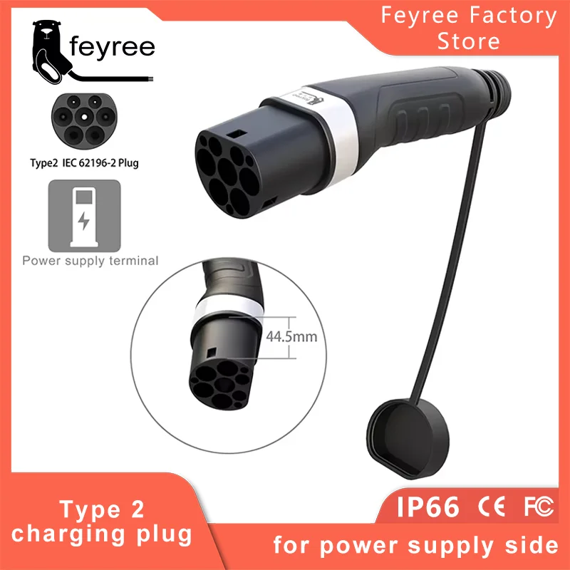 feyree EV Charger Type2 Male Charger Plug for Power Supply Side 16A 32A 1 Phase IEC62196-2 Adapter 11KW 22KW 3Phase Electric Car