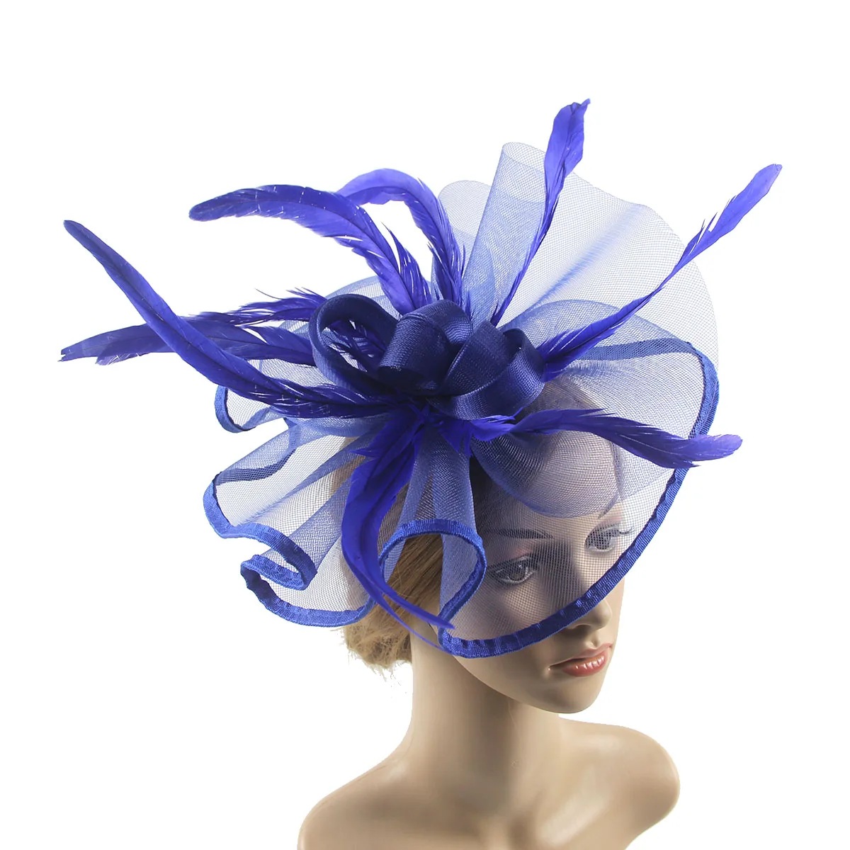 Lady Fascinators Flower Headband con fermaglio per capelli, Pillbox Hat Cocktail Tea Party copricapo con velo e piuma per le donne