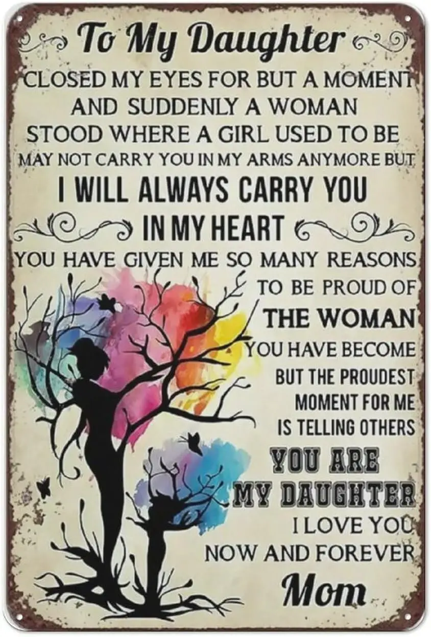 to My Daughter Poster, I Closed My Eyes for But A Moment MOm to Daughter, Gift for Daughter from Mom, Home Bar Kitchen Coffee Ma
