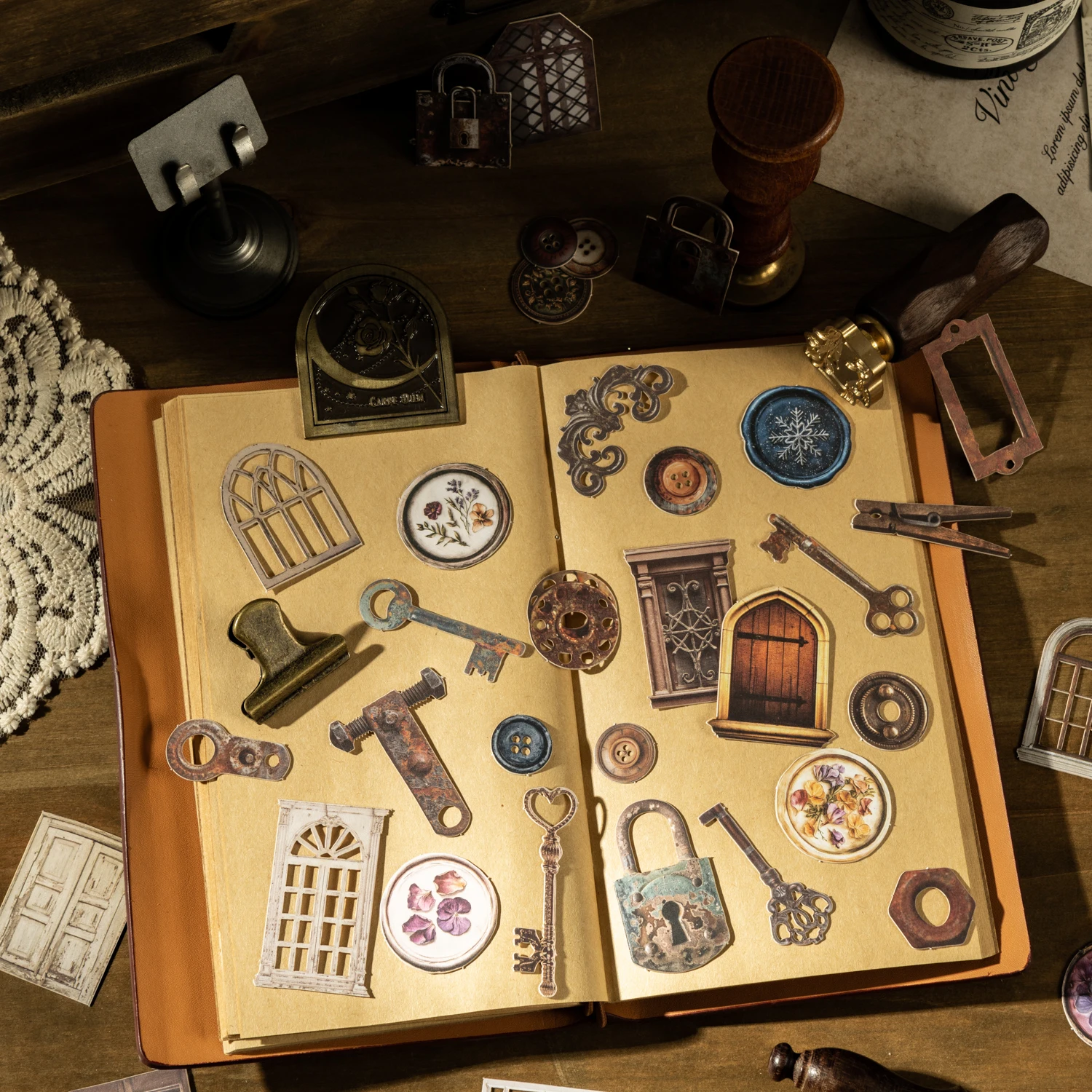 

My Tent Table Series Vintage Old Objects Window Landscape Sticker Creative DIY Journal Material Collage Scrapbook Stationery