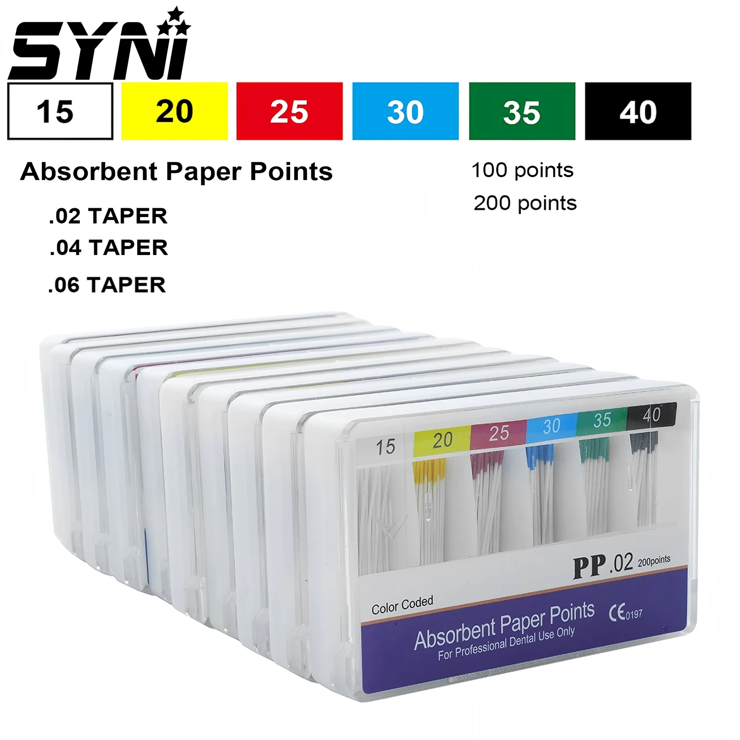 10Box SYNI Dental Absorbent Paper Point Root Cancel Endodontic Materials Taper 0.02 for Dentist Use Dentistry Materials Tools