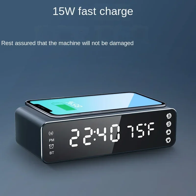 led clock 15W wireless charger Bluetooth speaker electronic clock Creative gift mobile phone charging audio small alarm clock