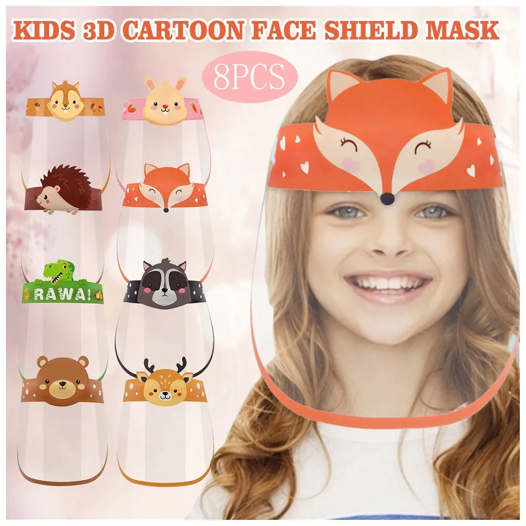 Kids 3d Animal Face Mask Shield Adjustable Strap Reusable Toddler Protective Visor Children'S Transparent Isolation Cartoon T1