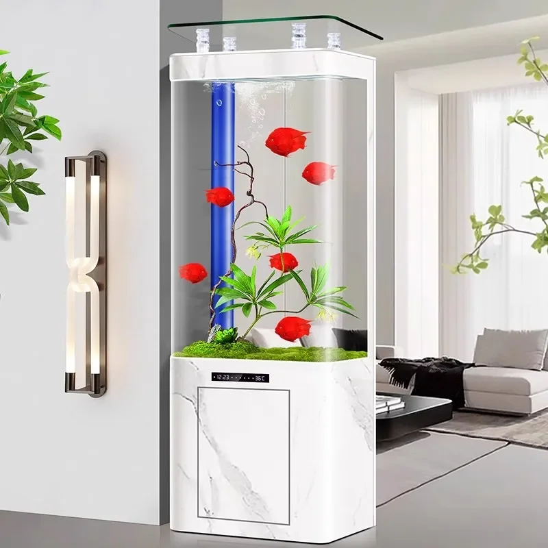 

Modern Minimalist Ultra Clear Glass Integrated Bottom Filter Small Floor-Standing Aquariums Fish & Aquatic Pet Supplies FYFT​