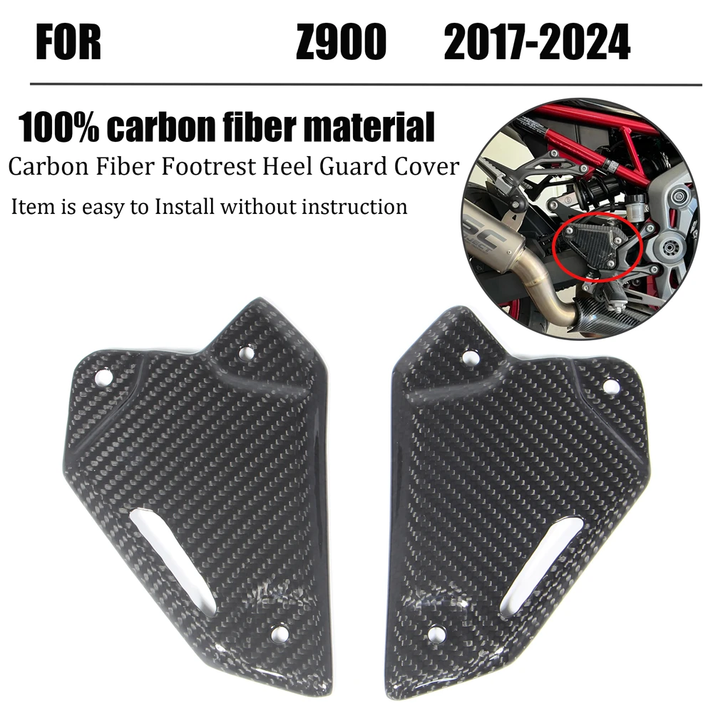 

FOR Kawasaki Z900 Carbon Fiber Footrest Heel Guard Cover 2017-2023 Rearsets Foot Rest Peg Protector Motorcycle Accessory