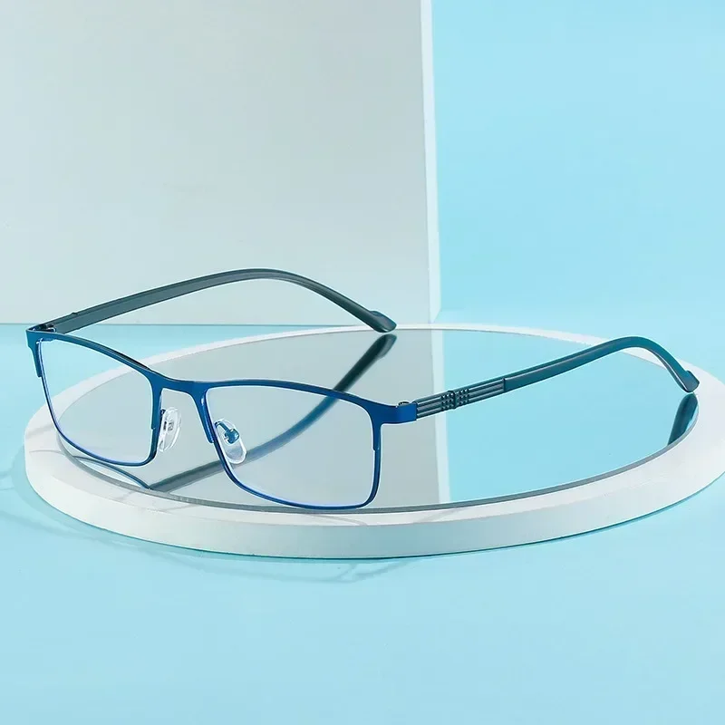 2024 New -1.0 To -5.0 Metal Full Frame Blue Light Blocking Student Myopia Glasses with Degree Square Business Men Myopia Glasses