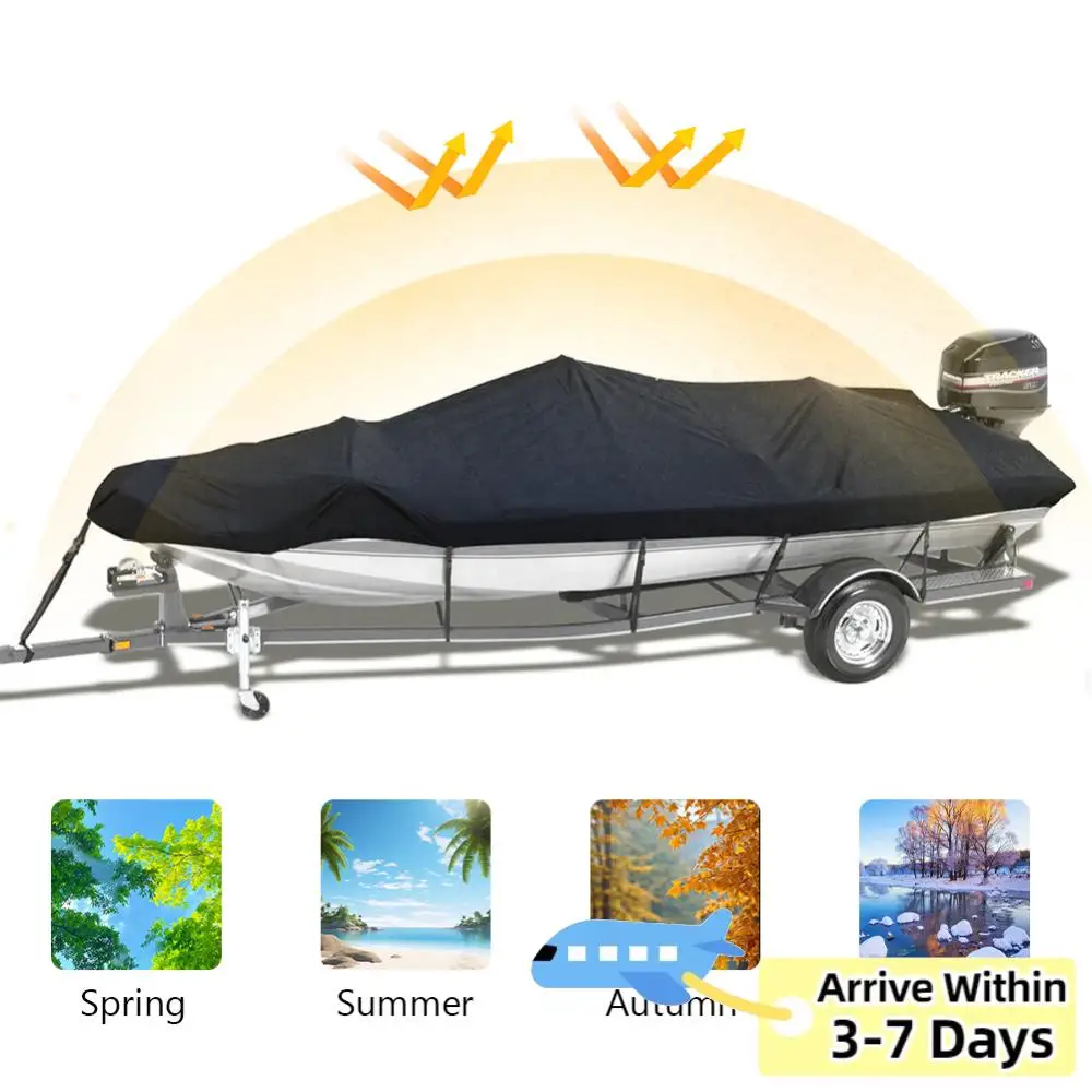 

Чехол для лодки 14-16 футов из ткани Оксфорд 210D, универсальный, солнцезащитный, для V-образных корпусов, для яхт, моторных и гребных лодок