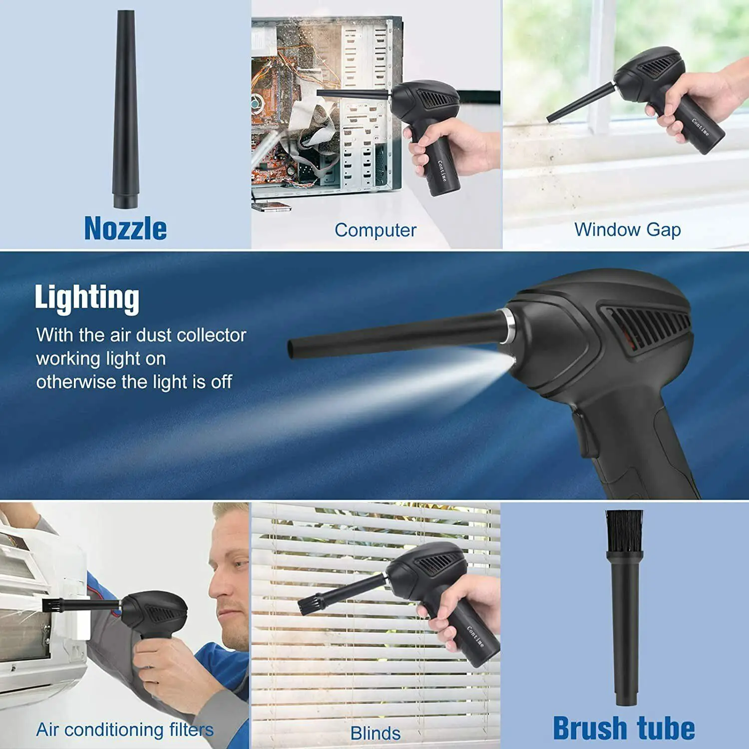 Rechargeable Air Duster Electric Cleaner Cleaning Blower for Car/PC/Keyboard/Pet