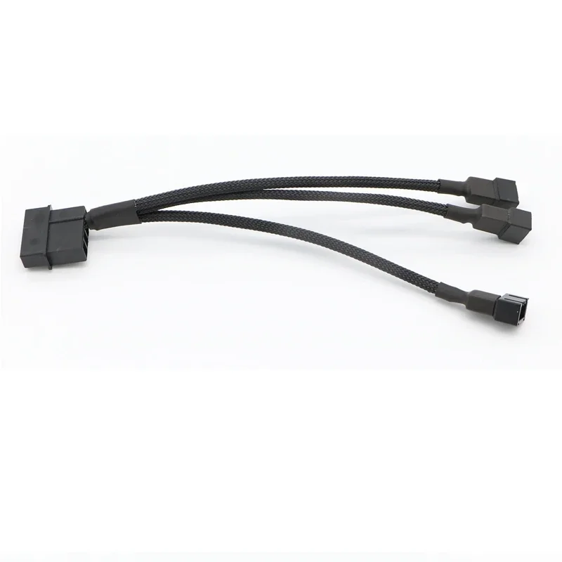 

20pcs/Lot 15cm Black Sleeved 4Pin IDE Molex to 3-Port 3Pin/4Pin Fan Splitter Power Cable.