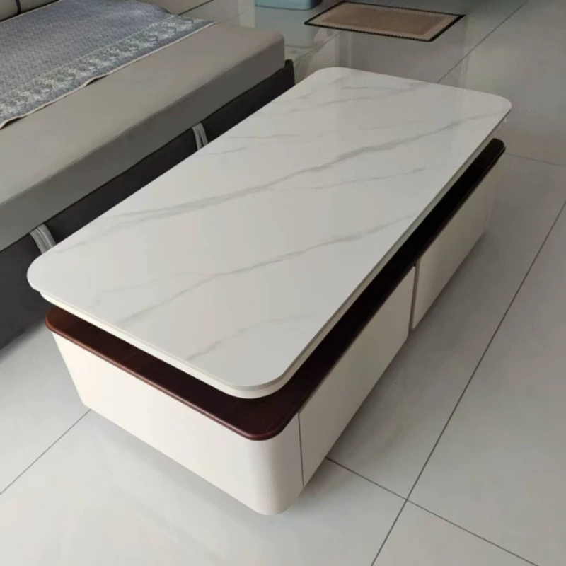 Luxury Minimalist Storage Rock Slab Sedentary Side Tables Furniture Modern Simple Living Room Home Coffee Table High-end Light