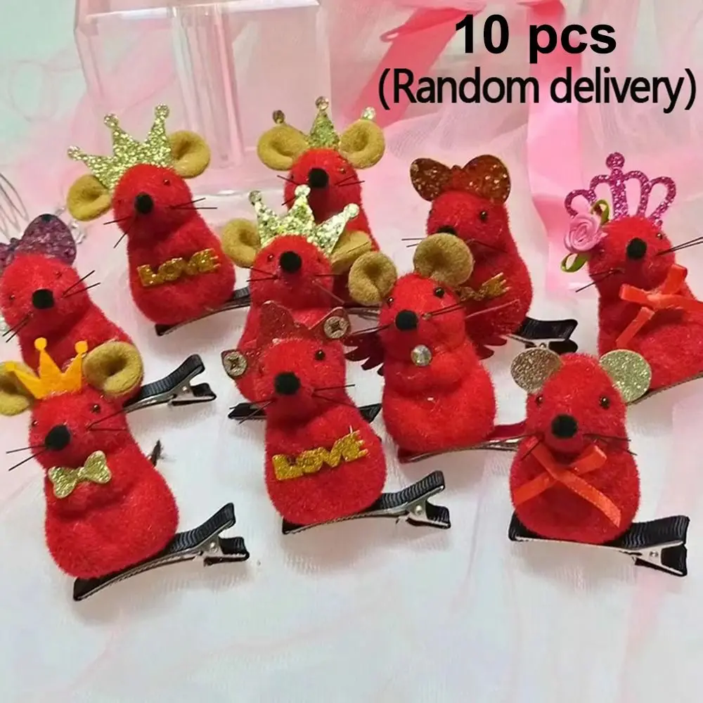 คลิปหนีบผมรูปเป็ด3D รูปสัตว์ผ้ากำมะหยี่ขนเป็ดสีเหลืองขนาดเล็กมีตะขอเกี่ยวผมรูปการ์ตูนน่ารักฤดูใบไม้ผลิจำนวน10ชิ้น