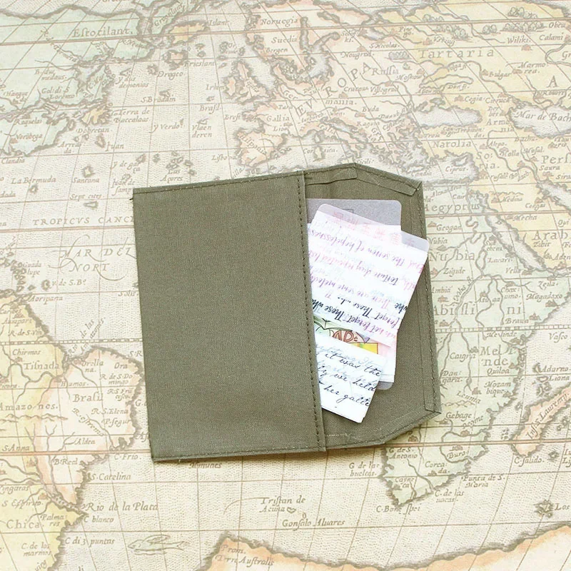 Fromthenon-Sac de Rangement Vintage en Toile Vert Olive, Porte-Cartes pour Carnet de Voyage Midori