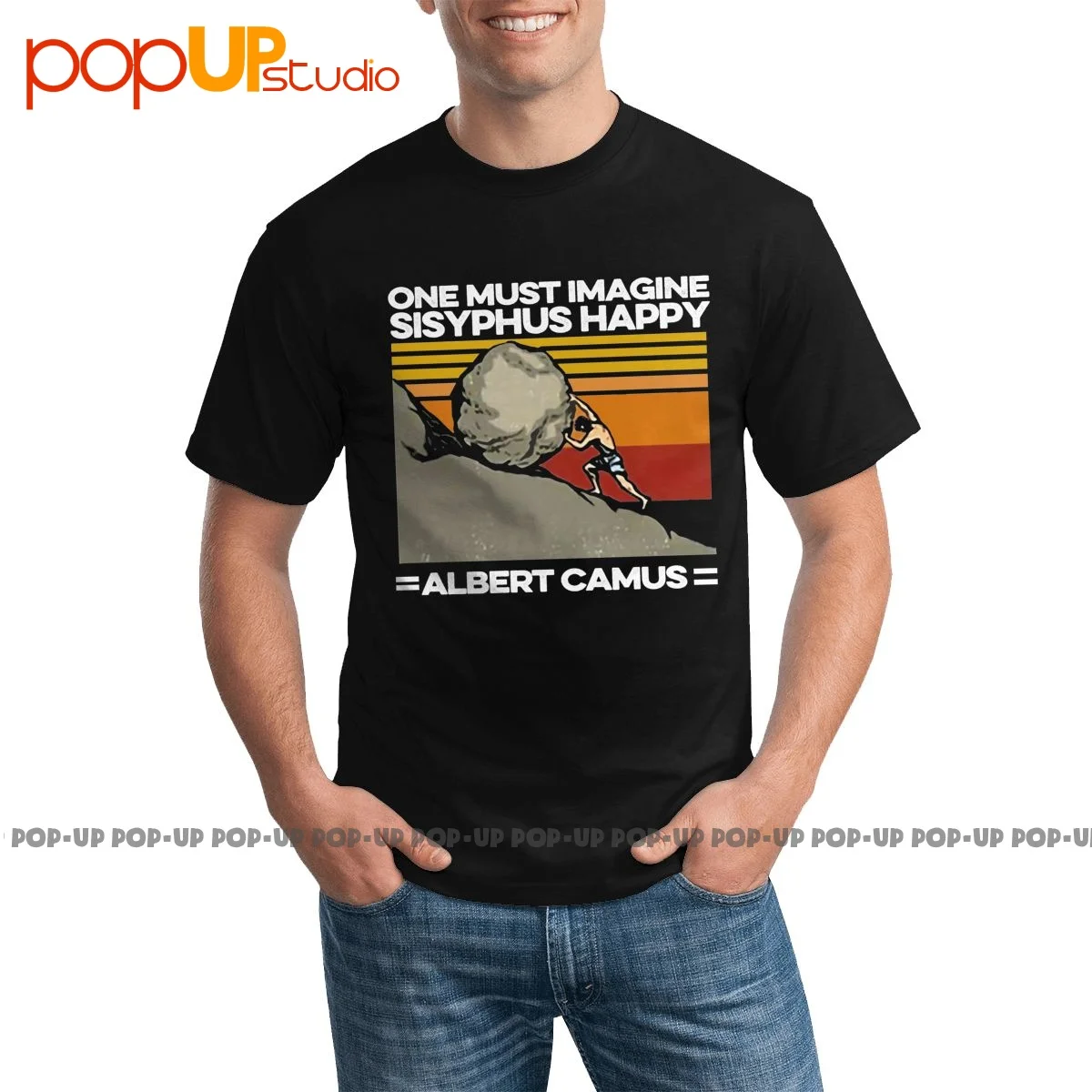 Best Sisyphus Albert Camus Philosophy Push The Stone T-shirt Cotton Harajuku Hot Selling Tee Shirt